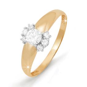 Золотое кольцо КЮЗ Del'ta D111390 с фианитом D111390 фото