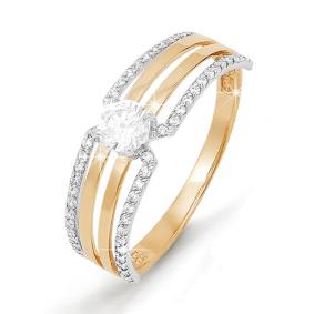 Золотое кольцо КЮЗ Del'ta D111392 с фианитом D111392 фото