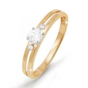 Золотое кольцо КЮЗ Del'ta D111394 с фианитом D111394 фото