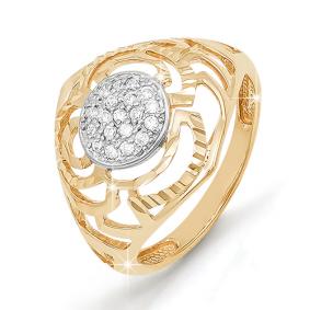 Золотое кольцо КЮЗ Del'ta D111404 с фианитом D111404 фото