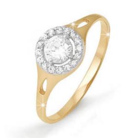 Золотое кольцо КЮЗ Del'ta D111408 с фианитом D111408 фото