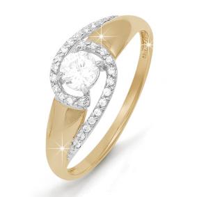 Золотое кольцо КЮЗ Del'ta D111412 с фианитом D111412 фото