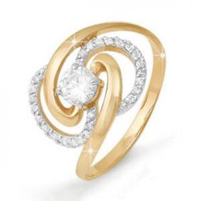 Золотое кольцо КЮЗ Del'ta D111418 с фианитом D111418 фото