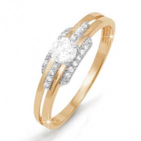 Золотое кольцо КЮЗ Del'ta D111419 с фианитом D111419 фото