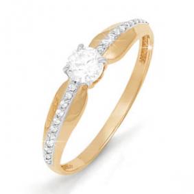 Золотое кольцо КЮЗ Del'ta D111421 с фианитом D111421 фото