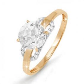 Золотое кольцо КЮЗ Del'ta D111457 с фианитом D111457 фото