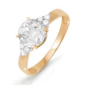 Золотое кольцо КЮЗ Del'ta D111458 с фианитом D111458 фото