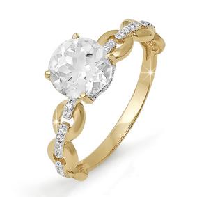 Золотое кольцо КЮЗ Del'ta D111484 с фианитом D111484 фото