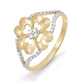 Золотое кольцо КЮЗ Del'ta D111593 с фианитом D111593 фото