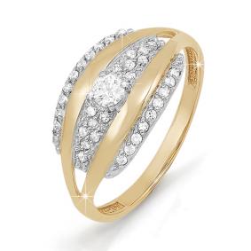 Золотое кольцо КЮЗ Del'ta D111611 с фианитом D111611 фото