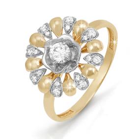 Золотое кольцо КЮЗ Del'ta D111616 с фианитом D111616 фото