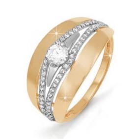 Золотое кольцо КЮЗ Del'ta D111718 с фианитом D111718 фото