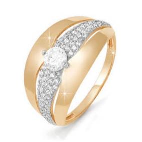 Золотое кольцо КЮЗ Del'ta D111719 с фианитом D111719 фото