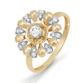 Золотое кольцо КЮЗ Del'ta D111729 с фианитом D111729 фото