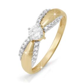 Золотое кольцо КЮЗ Del'ta D111737 с фианитом D111737 фото