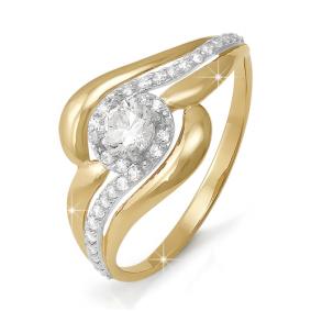 Золотое кольцо КЮЗ Del'ta D111776 с фианитом D111776 фото