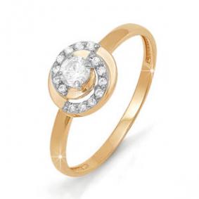 Золотое кольцо КЮЗ Del'ta D111927 с фианитом D111927 фото