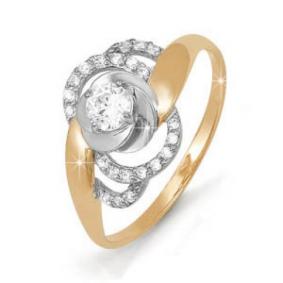 Золотое кольцо КЮЗ Del'ta D111958 с фианитом D111958 фото