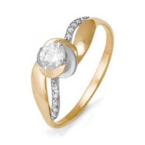 Золотое кольцо КЮЗ Del'ta D112017 с фианитом D112017 фото