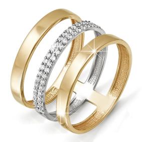 Золотое кольцо КЮЗ Del'ta D112391 с фианитом D112391 фото