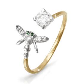 Золотое кольцо КЮЗ Del'ta D112568 с фианитом и кварцем D112568 фото