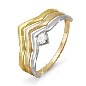 Золотое кольцо КЮЗ Del'ta D112701 с фианитом D112701 фото