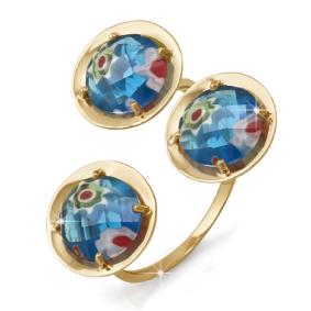 Золотое кольцо КЮЗ Del'ta D112730 с муранским стеклом D112730 фото