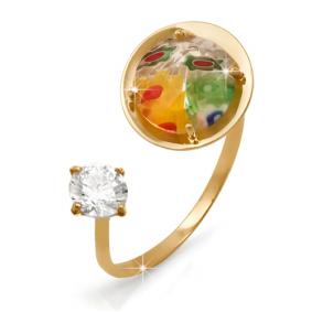 Золотое кольцо КЮЗ Del'ta D112734 с фианитом и муранским стеклом D112734 фото