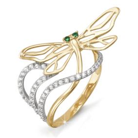 Золотое кольцо КЮЗ Del'ta D112784 с фианитом и кварцем D112784 фото