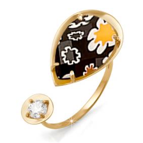 Золотое кольцо КЮЗ Del'ta D112995 с фианитом и муранским стеклом D112995 фото