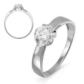 Кольцо из белого золота КЮЗ Del'ta D113048 с фианитом D113048 фото