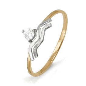 Золотое кольцо знак зодиака Водолей КЮЗ Del'ta с фианитом D113376 D113376 фото