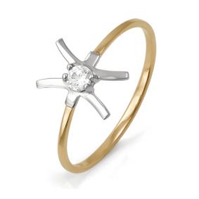 Золотое кольцо знак зодиака Рыбы КЮЗ Del'ta с фианитом D113377 D113377 фото