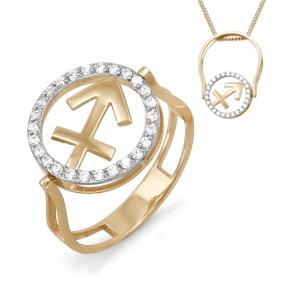 Золотое кольцо знак зодиака Стрелец КЮЗ Del'ta с фианитом D113386 D113386 фото