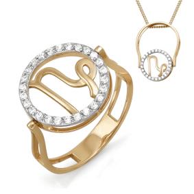 Золотое кольцо-подвеска знак зодиака Козерог КЮЗ Del'ta с фианитом D113387 D113387 фото