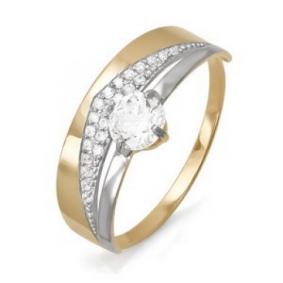 Золотое кольцо КЮЗ Del'ta D113419 с фианитом D113419 фото