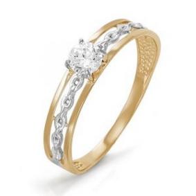 Золотое кольцо КЮЗ Del'ta D113473 с фианитом D113473 фото