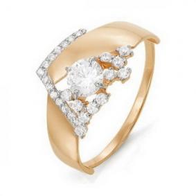 Золотое кольцо КЮЗ Del'ta D113496 с фианитом D113496 фото