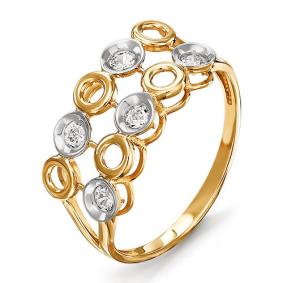 Золотое кольцо КЮЗ Del'ta D113699 с фианитом D113699 фото