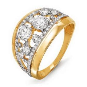 Золотое кольцо КЮЗ Del'ta D113710 с фианитом D113710 фото