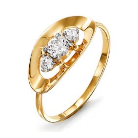 Золотое кольцо КЮЗ Del'ta D113716 с фианитом D113716 фото