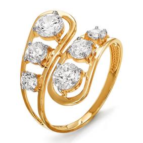 Золотое кольцо КЮЗ Del'ta D113717 с фианитом D113717 фото