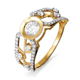 Золотое кольцо КЮЗ Del'ta D113721 с фианитом D113721 фото