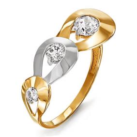 Золотое кольцо КЮЗ Del'ta D113723 с фианитом D113723 фото