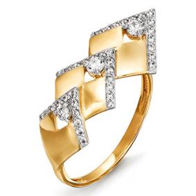 Золотое кольцо КЮЗ Del'ta D113735 с фианитом D113735 фото