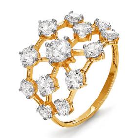 Золотое кольцо КЮЗ Del'ta D113738 с фианитом D113738 фото