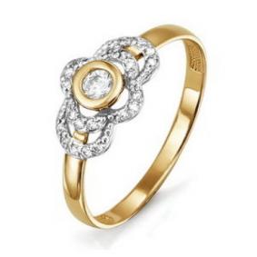 Золотое кольцо КЮЗ Del'ta D113810 с фианитом D113810 фото