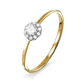 Золотое кольцо КЮЗ Del'ta D113830 с фианитом D113830 фото