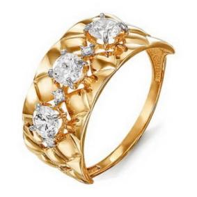 Золотое кольцо КЮЗ Del'ta D113922 с фианитом D113922 фото