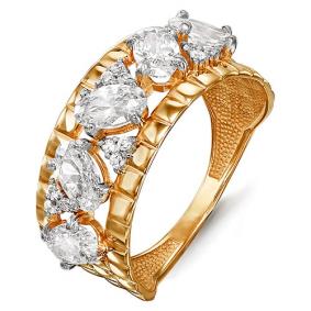 Золотое кольцо КЮЗ Del'ta D113923 с фианитом D113923 фото